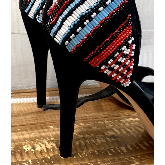 New Artelier Nicole Miller Womens Stiletto Heels Shoes Multicolor Beading 10m - Picture 6 of 11